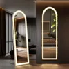 Hivvago 60" Clear Arch Lighted Frameless Full Length Mirror In Brown
