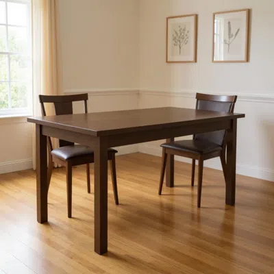 Hivvago 60" Coffee Solid Wood Dining Table In Brown