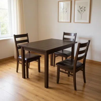 Hivvago 60" Dark Brown Solid Wood Dining Table