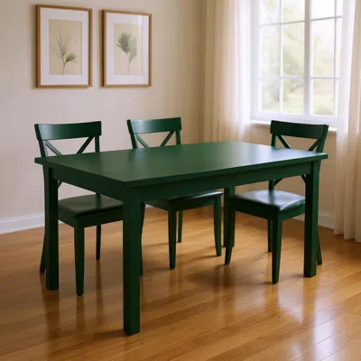 Hivvago 60" Dark Green Solid Wood Dining Table