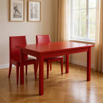 Hivvago 60" Fire Engine Red Solid Wood Dining Table