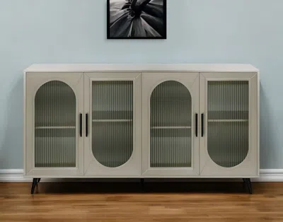 Hivvago 60" Gold Wood And Glass Sideboard With Four Doors In Brown