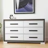 Hivvago 60" Gray And Black Wood Six Drawer Double Dresser In White
