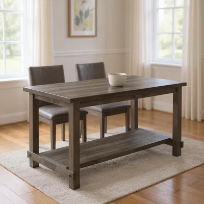 Hivvago 60" Gray Wood Dining Table In Brown