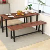 Hivvago 60 Inch Dining Bench 3 Person Entryway Shoe Bench With Metal Frame-60 Inches