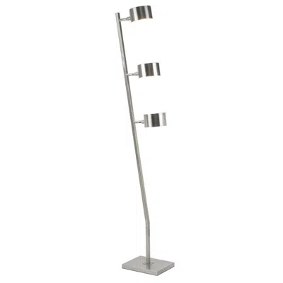 Hivvago 60 Inch Floor Lamp, 3 Drum Metal Shades, Modern Style, Silver Frame