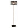 Hivvago 60 Inch Floor Lamp With Crystal Drum Shade, Metal Base, Antique Bronze