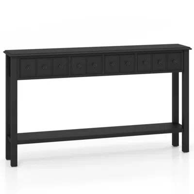 Hivvago 60 Inch Long Sofa Table With 4 Drawers And Open Shelf For Living Room-black