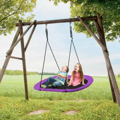 Hivvago 60 Inch Saucer Surf Outdoor Adjustable Swing Set-green In Purple