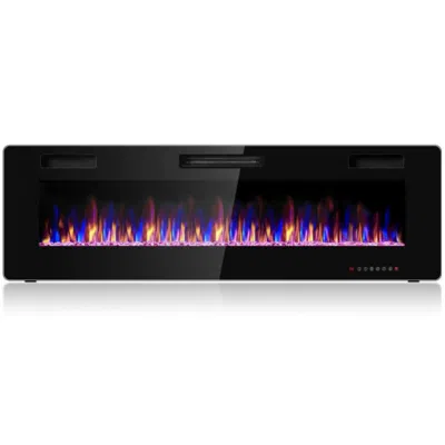 Hivvago 60 Inch Ultra Thin Electric Fireplace With 2 Heat Settings In Black
