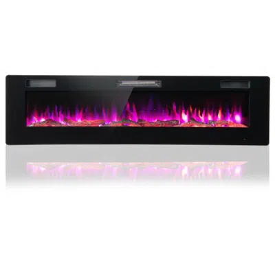Hivvago 60 Inches Ultra-thin Electric Fireplace With Remote Control And Timer Function In Black