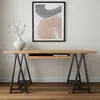 Hivvago 60" Ivory And Black Solid Wood Executive Desk