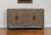 Hivvago 60" Natural And Brown Distressed Carved Geometric Sideboard With Four Doors In Brown