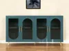 Hivvago 60" Teal Blue Ribbed Texture Sideboard With Four Doors In Green