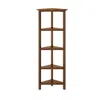 Hivvago 60" Walnut Solid Wood Four Tier Corner Bookcase In Brown