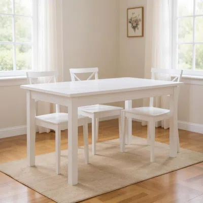 Hivvago 60" White Solid Wood Dining Table