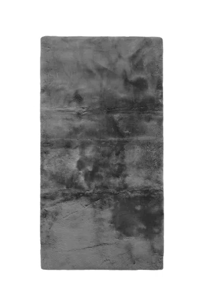 Hivvago 60" X 30" Charcoal Plain Weave Sheepskin Throw Blanket In Gray