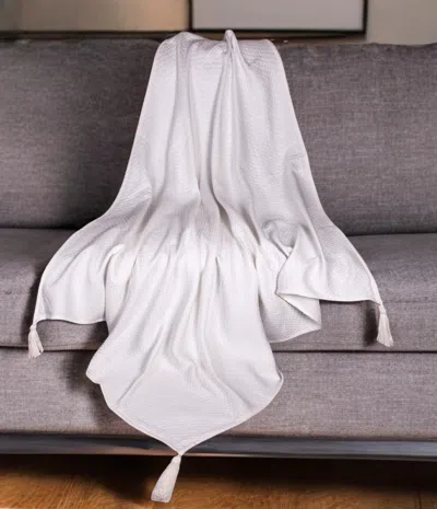 Hivvago 60" X 50" White Woven Cotton Throw Blanket