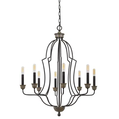Hivvago 60 X 8 Watt Metal Chandelier With Tubular Frame, Textured Bronze