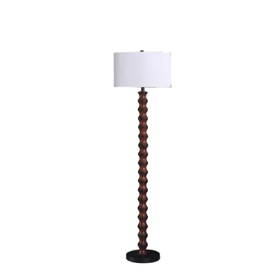 Hivvago 61" Brown And White Resin Floor Lamp With White Fabric Drum Shade