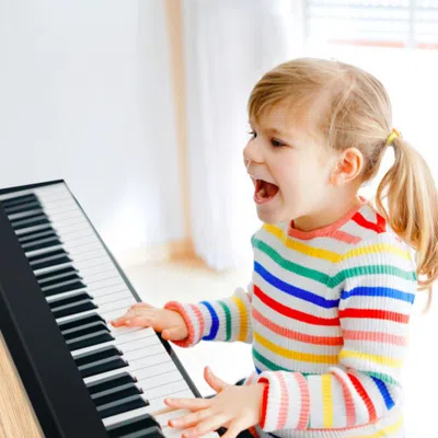 Hivvago 61-key Folding Piano Keyboard With Full Size Keys And Music Stand-black
