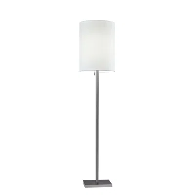 Hivvago 61" Silver Metal Floor Lamp With Fabric Shade In White