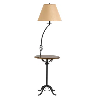 Hivvago 62" Black Tray Table Floor Lamp With Brown Empire Shade