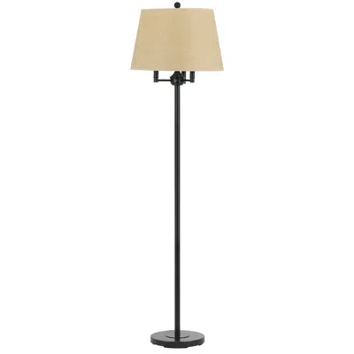 Hivvago 62" Bronze Four Light Floor Lamp With Beige Fabric Square Shade In Neutral