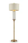 Hivvago 62" Gold Column Floor Lamp With Off White Metal Drum Shade In White
