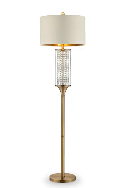 Hivvago 62" Gold Column Floor Lamp With Off White Metal Drum Shade