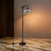 Hivvago 62 Inch Floor Lamp, Down Arc Shade Tiffany Style Stained Glass, Bronze In Multi