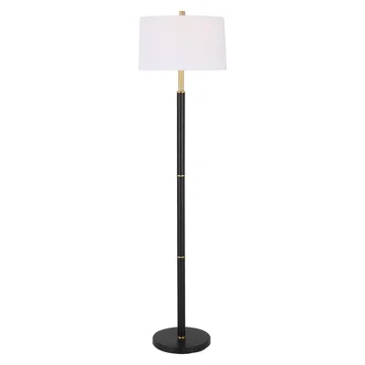 Hivvago 62 Inch Floor Lamp, White Tapered Hardback Shade, Black With Gold Accents