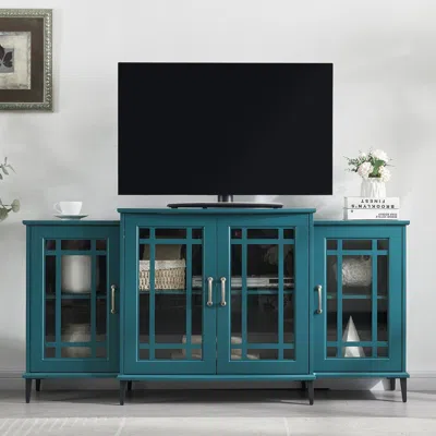 Hivvago 62" Tv Stand Buffet Sideboard Cabinet - Teal Blue