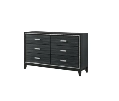 Hivvago 63" Black Solid And Manufactured Wood Six Drawer Double Dresser