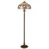 Hivvago 63" Brown Two Light Traditional Shaped Floor Lamp With White Stained Glass Bowl Shade In Brown