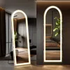 Hivvago 60" Clear Arch Lighted Frameless Full Length Mirror In White