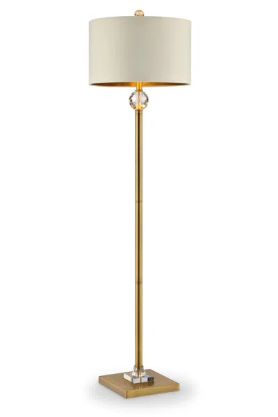 Hivvago 63" Gold Column Floor Lamp With Off White Metal Drum Shade In Neutral