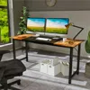 Hivvago 63 Inch Modern Splice Computer Desk With Heavy Duty Steel Frame