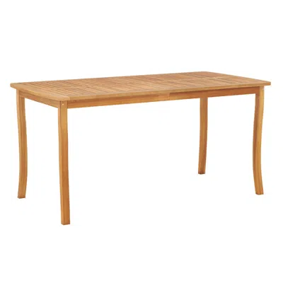 Hivvago 63 Inch Outdoor Dining Table With Umbrella Hole Farmhouse Bistro Dinette Furniture In Brown