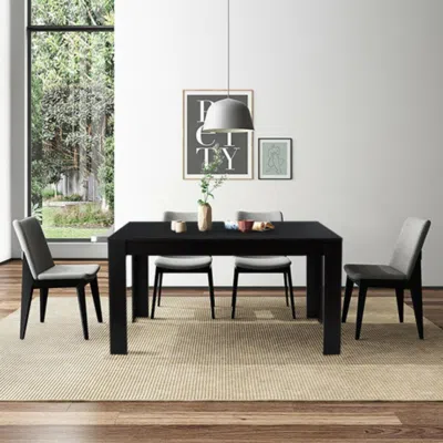 Hivvago 63 Inch Rectangular Modern Dining Kitchen Table For 6 People-black