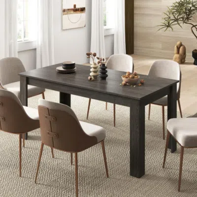 Hivvago 63 Inch Rectangular Modern Dining Kitchen Table-gray