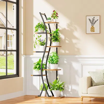 Hivvago 63-inch Tall Modern 6-shelf Indoor Plant Stand Shelving Unit In Multi