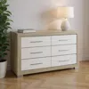 Hivvago 63" Natural And White Wood Six Drawer Double Dresser In Brown