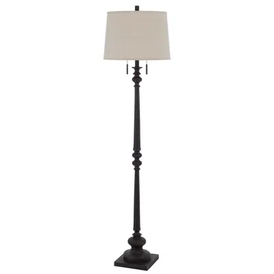 Hivvago 63" Rust Two Light Floor Lamp With Beige Fabric Square Shade In Black