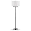 Hivvago 63" Silver Three Light Candelabra Floor Lamp With White Fabric Drum Shade In White