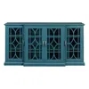 Hivvago 63" Tv Stand Storage Buffet Cabinet Sideboard In - Teal Blue In Blue