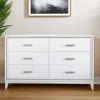 Hivvago 63" White And Silver Faux Crystal Bling Wood Six Drawer Double Dresser In White