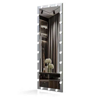 Hivvago 63x24 Inch Hollywood Full-length Ed Mirror - Silver In Black