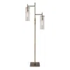 Hivvago 64" Brass Two Light Novelty Floor Lamp With Clear Glass Drum Shade In Metallic