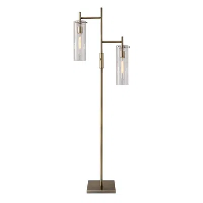 Hivvago 64" Brass Two Light Novelty Floor Lamp With Clear Glass Drum Shade In Metallic